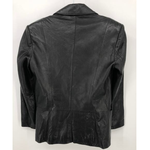 Nicole Miller Black Genuine Leather Jacket Blazer Women’s Size M Medium Retro - Picture 3 of 6